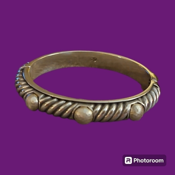 BRIGHTON Pearl Magic Silver Plated Bangle Clamper Bracelet - Picture 1 of 8